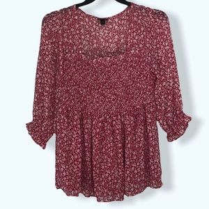 Torrid Pink & White Floral Peasant Top Sz 1x